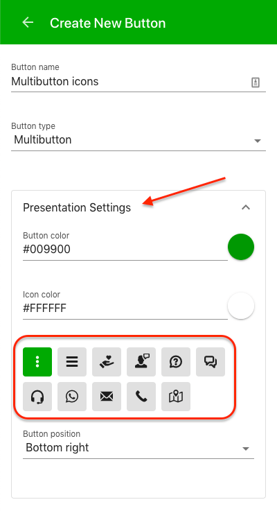 Selecting the main Multibutton icon in the Web app interface