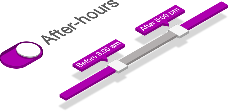 The after-hours setting on NowButtons scheduler