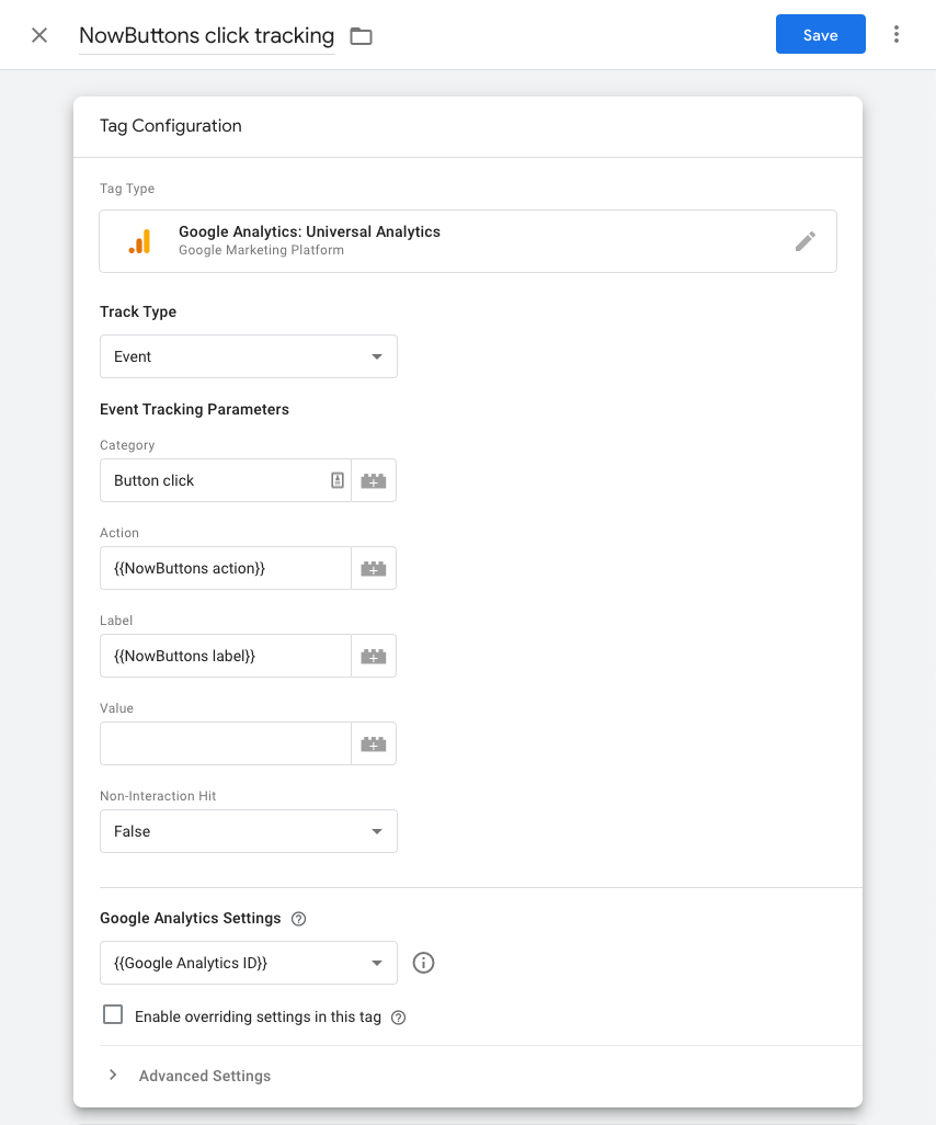 Google Tag Manager: GA Event Tracking settings