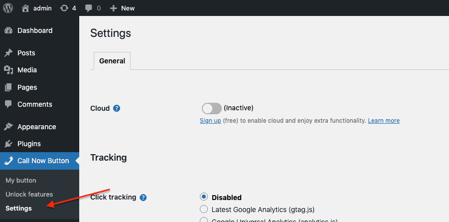 Go to the NowButtons for WordPress Settings page.