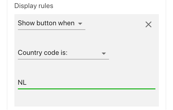 Enter the 2 letter country code of the country you wish to create a display rule for.