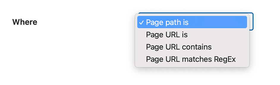 Select the desired match type and enter the string to match with.