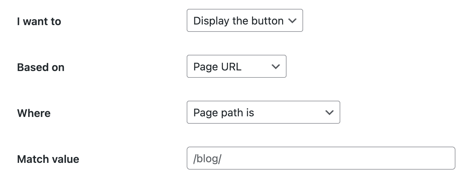 Add the Match value for your Display Rule and hit Save Changes to store your Display Rule.