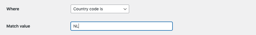 Enter the 2 letter country code of the country you wish to create a display rule for.